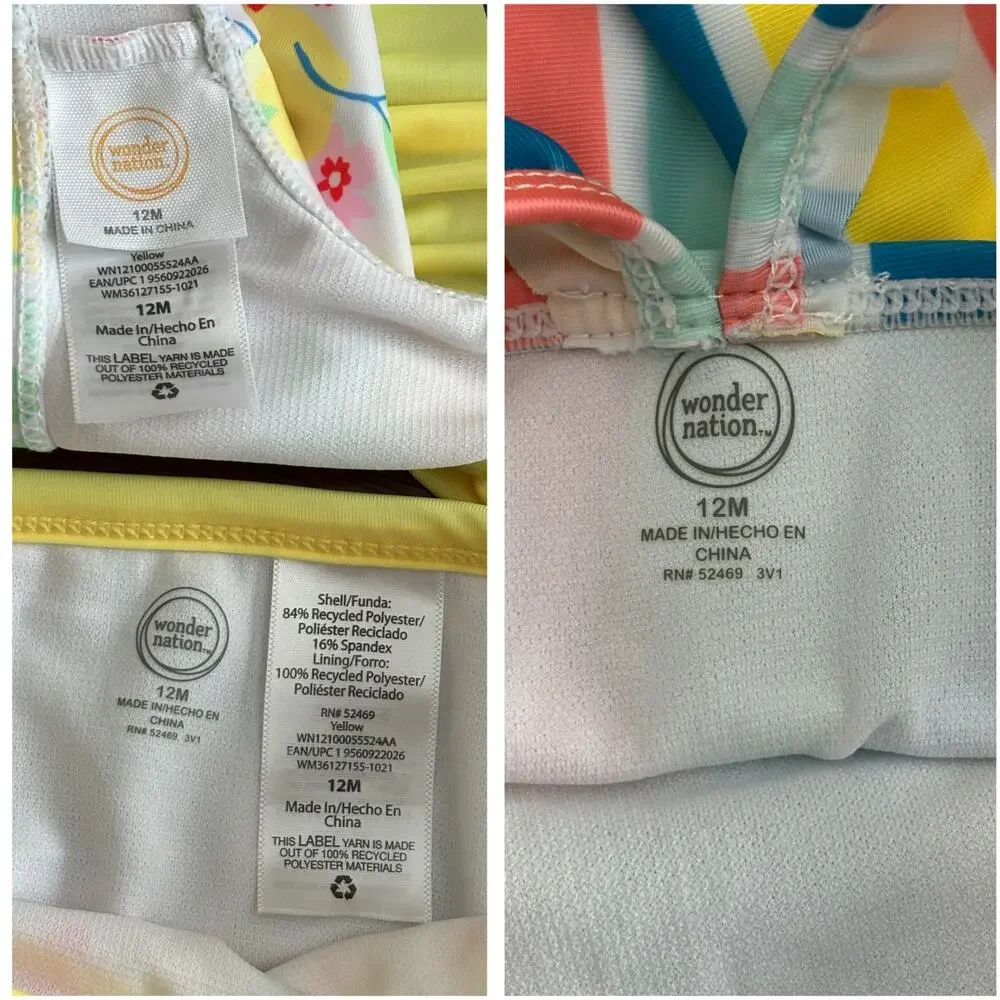 2 Wonder Nation Baby Girl Swimsuits (Size 12M)